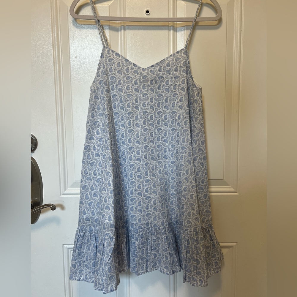 Kourt Light Blue and White Patterned Spaghetti Strap Dress